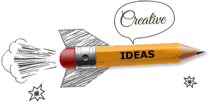 Pencil with rocket sketched background - creative ideas