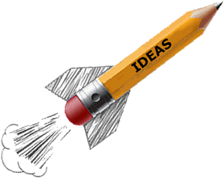 Pencil with Rocket Blast behind Clipart